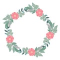 Round Frame for Cards Design Vector. Floral mix wreath vector design set. Vector illustration. Royalty Free Stock Photo